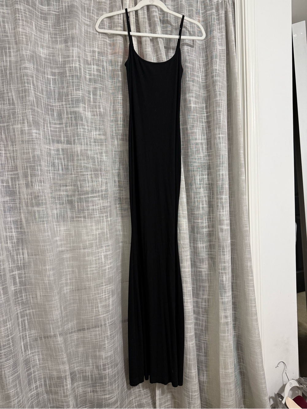 SKIMS Black Slim Slip Maxi Dress with Thin Straps